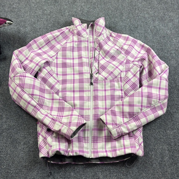 THE NORTH FACE Women’s Apex Bionic Jacket Pink/White Plaid Soft Shell Coat Small - Picture 1 of 8